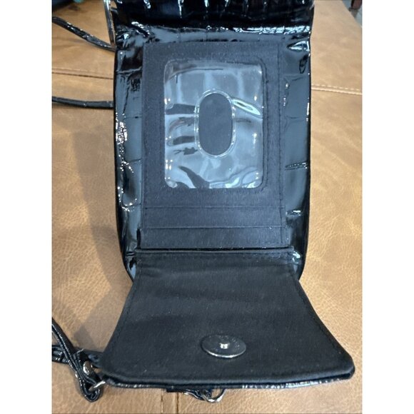 Small Black Buxton Crossbody With Gunmetal Hardware Kisslock Wallet Crocodile - Picture 6 of 7